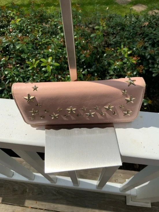 Jimmy Choo Blush Pink Star-Studded Leather wallet - Picture 5 of 16